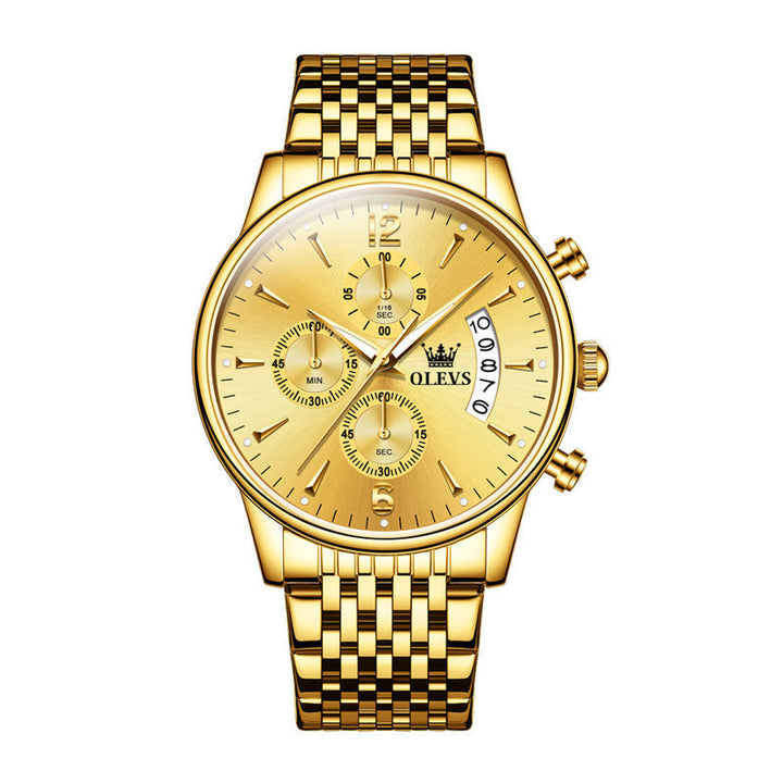 BowLift | Luxury Gold Three-Eye Chronograph Dial Automatic Mechanical Watch
