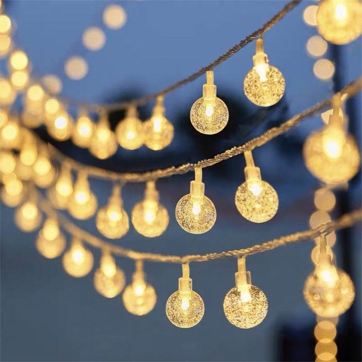 LED string lights with balls and stars, battery operated