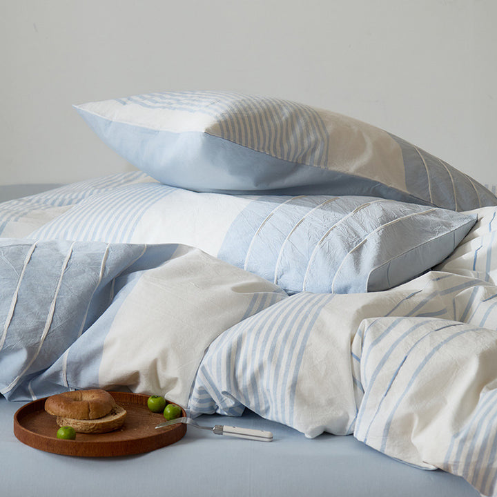 Cotton bedding set, 4-piece, stripe pattern