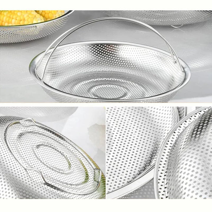 Multi-function Stainless Steel Steamer Drain Basket with Handle | Bowlift