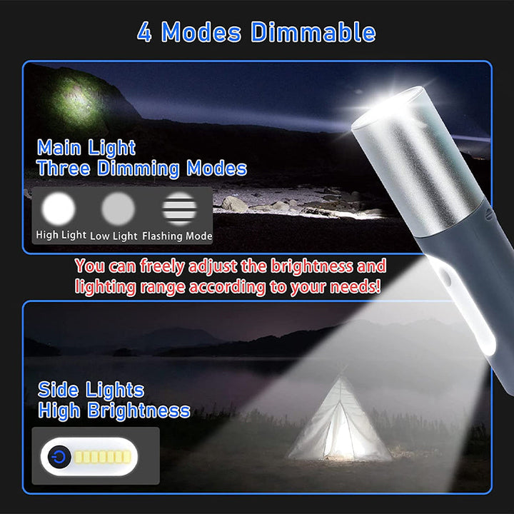 Rechargeable LED Flashlight with 750-Lumen Output and 200 m Range