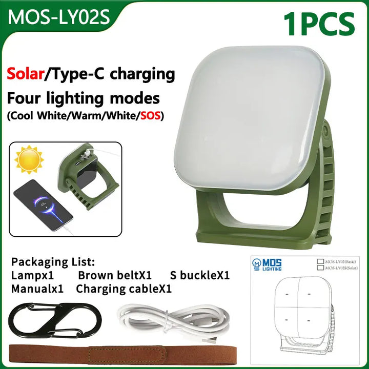 BowLift | 80W LED Solar-Rechargeable Camping Lamp with Magnet and Zoom Function