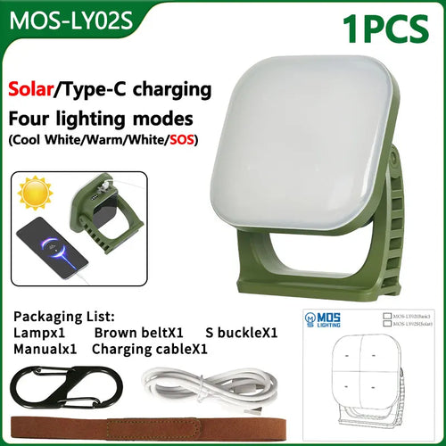 BowLift | 80W LED Solar-Rechargeable Camping Lamp with Magnet and Zoom Function