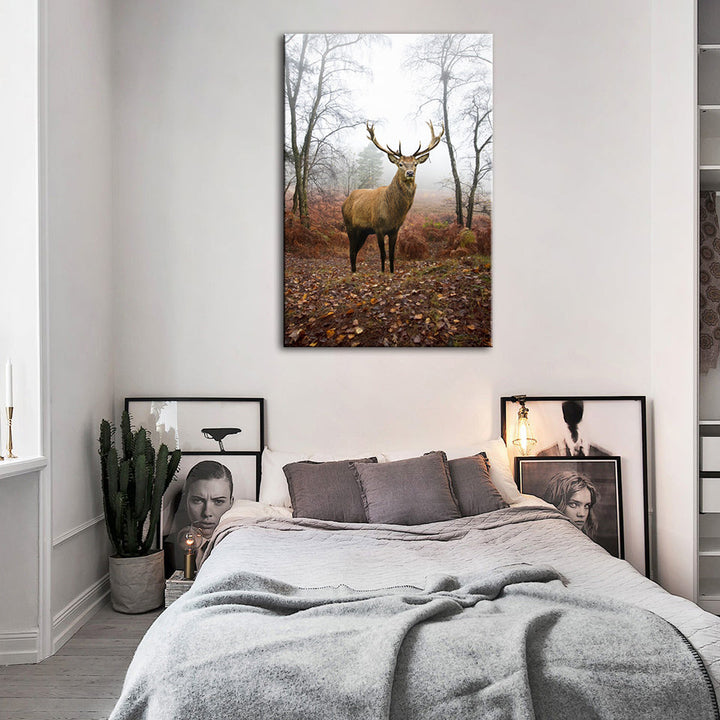 Misty Fall Deer - Canvas Wall Art Painting | Bowlift