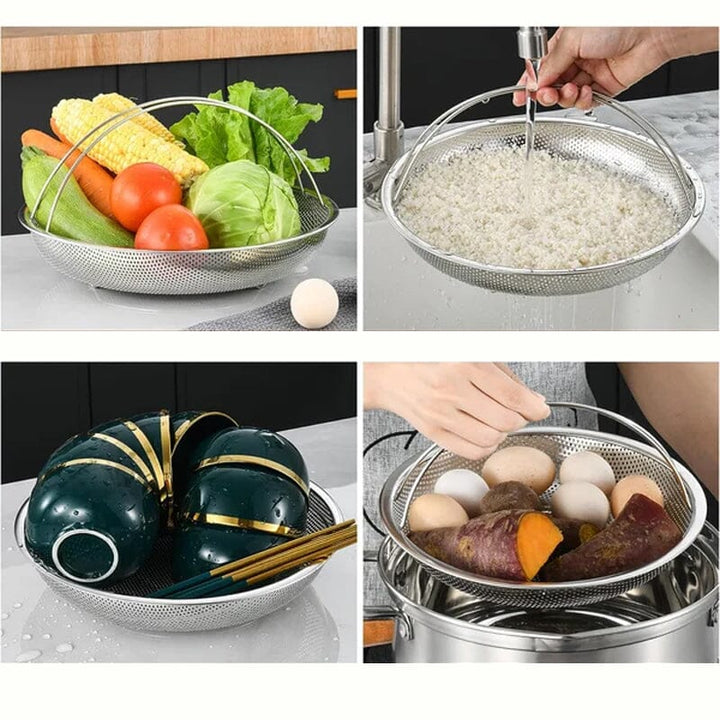 Multi-function Stainless Steel Steamer Drain Basket with Handle | Bowlift