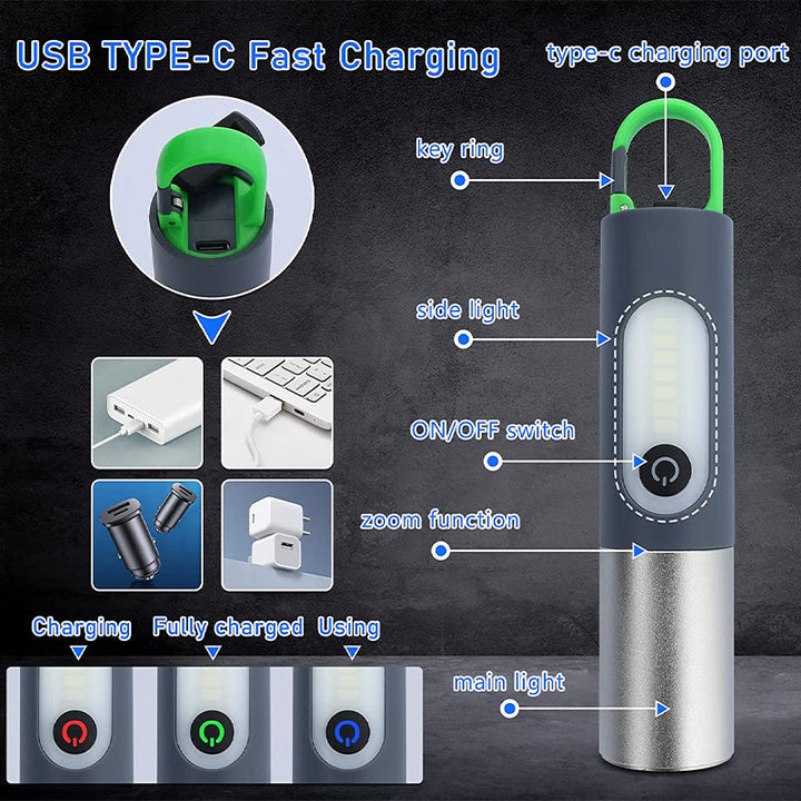 Rechargeable LED Flashlight with 750-Lumen Output and 200 m Range