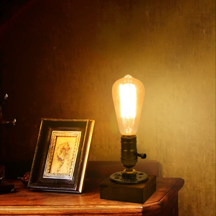 BowLift | Vintage Industrial Iron Light Bulb 1-Light Table Lamp