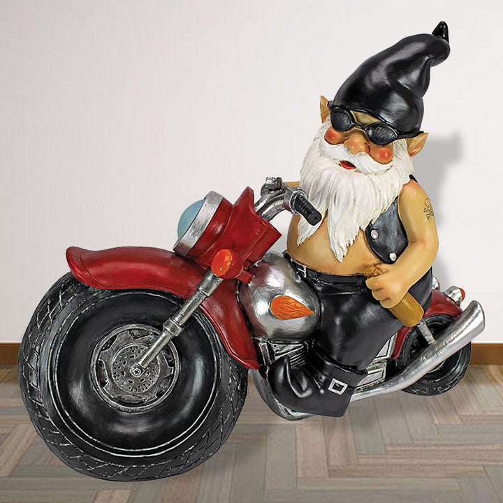 The Biker Gnome Statue Mini Garden Decoration | Bowlift