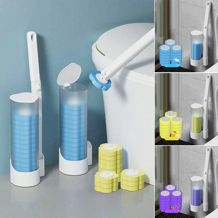 Toilet Wand Kit, Disposable Toilet Cleaning System with 18 Refill Heads | Bowlift