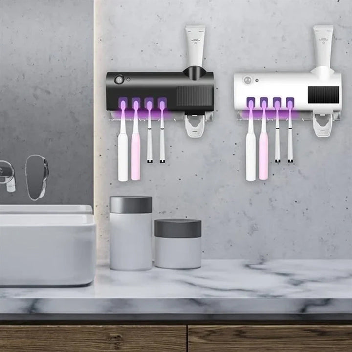 Smart UV Light Sterilizer Toothbrush Holder, WaII Mount Toothpaste Dispenser | Bowlift