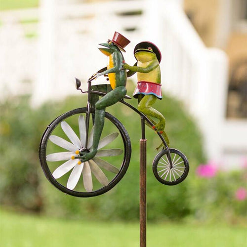 Handcrafted Animal Bicycle Wind Spinner with Recycled Metal Design