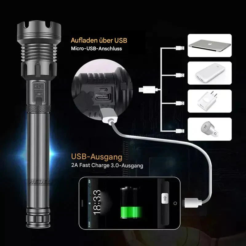 BowLift | Tactical Flashlight – LED Flashlight with Zoom & Power Bank Function