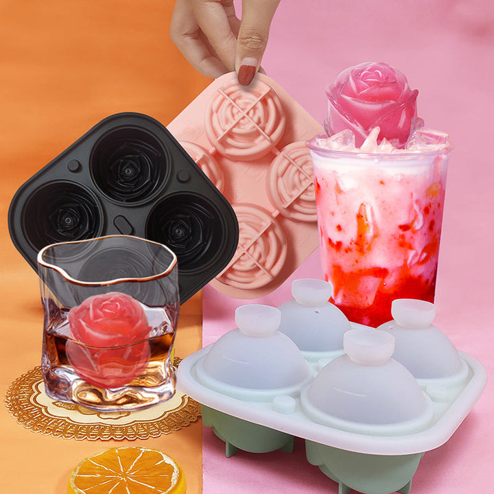 4-Compartment Large Rose Ice Cube Mold | Bowlift