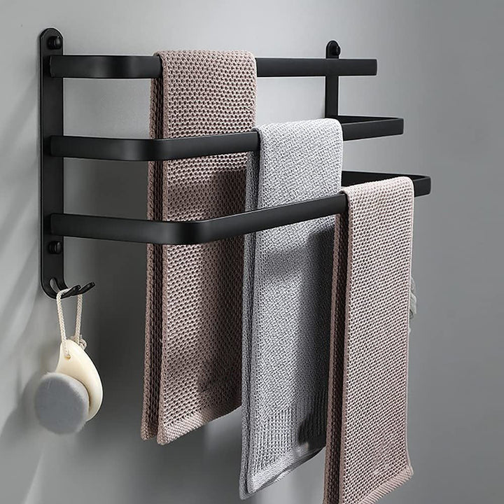 BowLift | FlexRack Wall-Mounted Bathroom Storage Shelf with Towel Holder – Space-Saving Aluminium Rack
