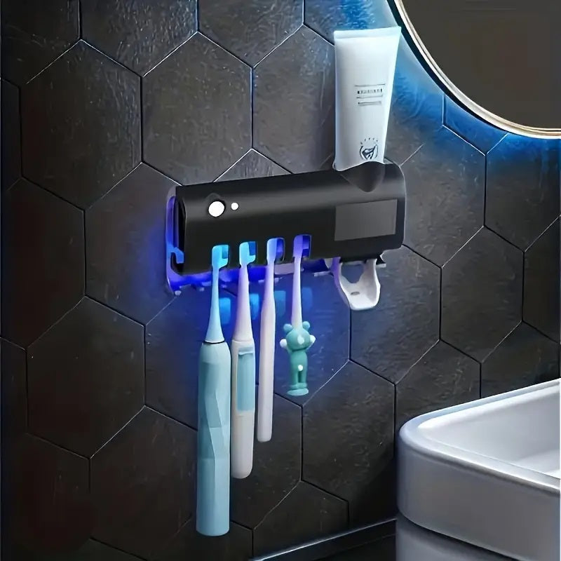 Smart UV Light Sterilizer Toothbrush Holder, WaII Mount Toothpaste Dispenser | Bowlift