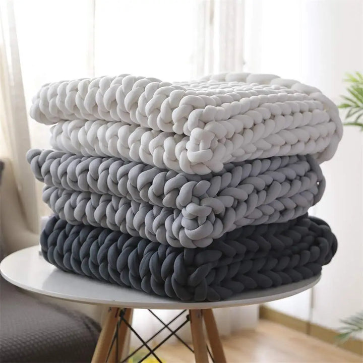Chunky Knit Throw Handmade Weighted Blanket - SUPER COZY & CALMING BLANKET Bowlift