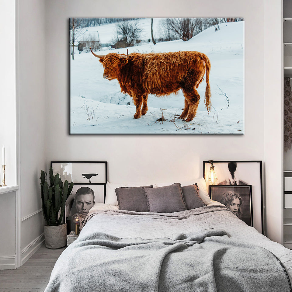 Curly Haired Cow - Canvas Wall Art Painting | Bowlift