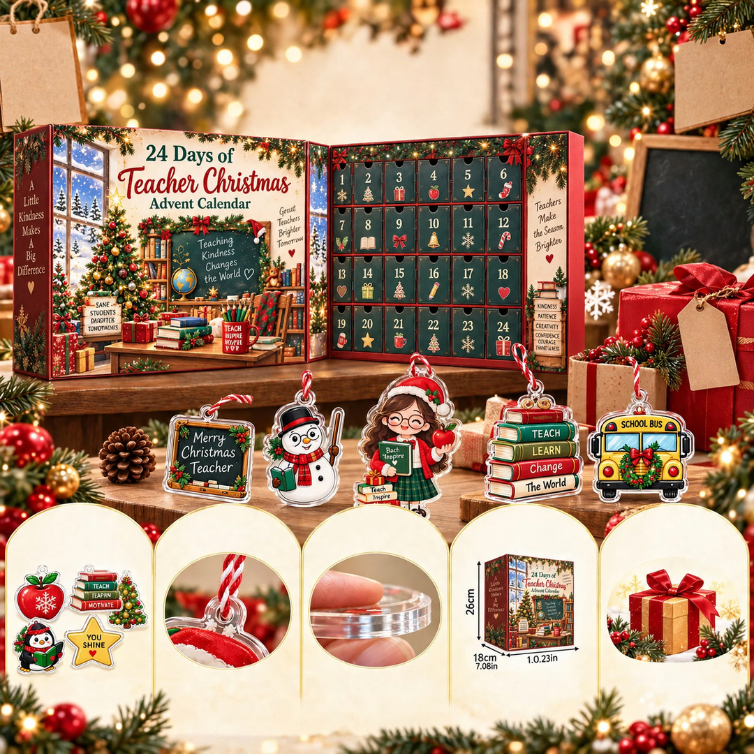 Christmas Countdown Gift Box with 24 Acrylic Ornaments