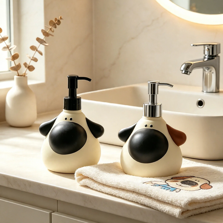 Soap dispenser dog with big nose, pump bottle