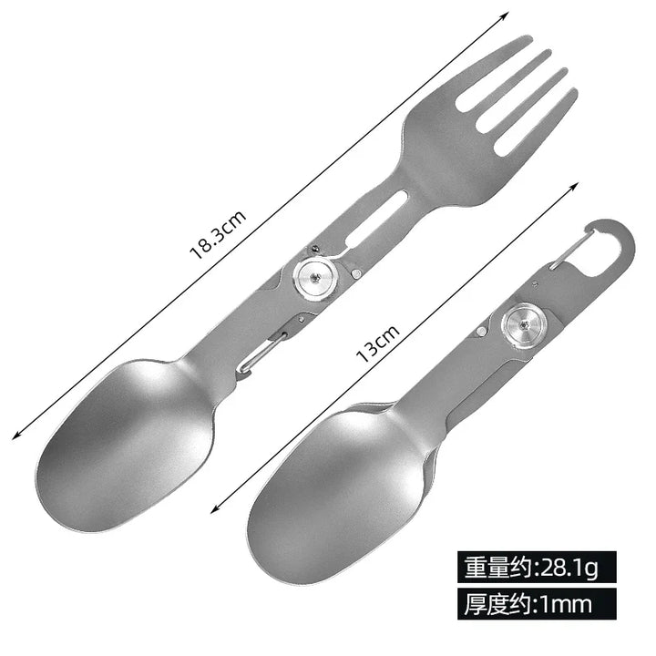 BowLift | Titanium Camping Cutlery Set - Foldable Spoon, Fork, Chopsticks & Bowl for Travel