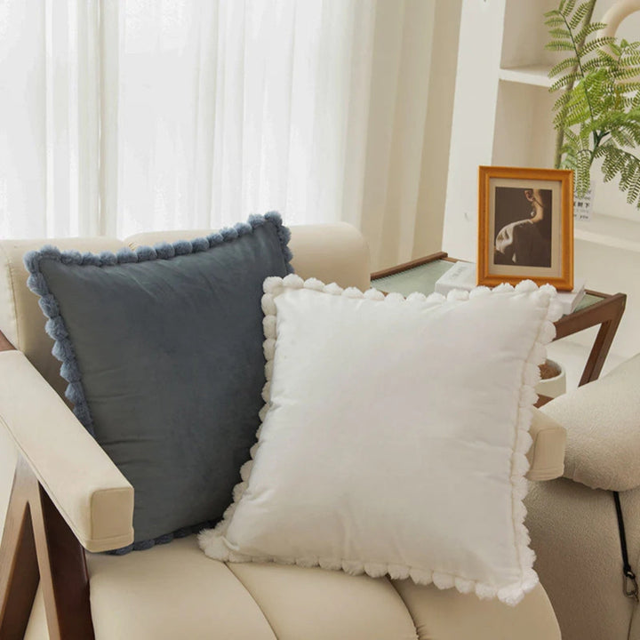 BowLift | Velvet Pom-Pom Trim Cushion Cover