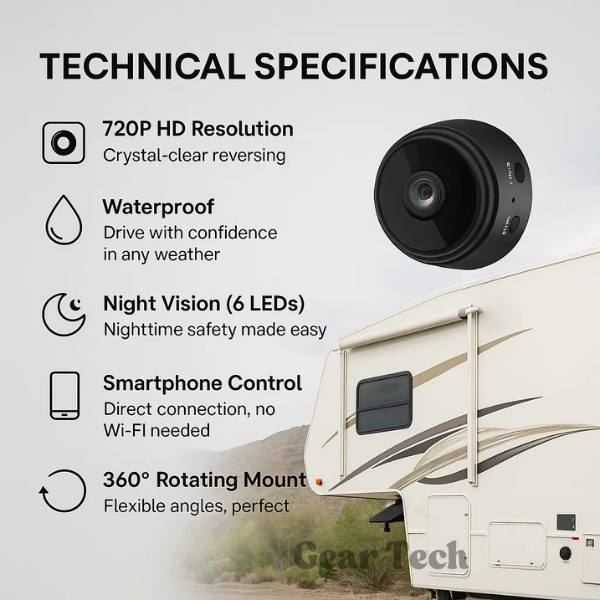 Wireless HD Backup Camera for RVs, Trucks and Trailers with Night Vision
