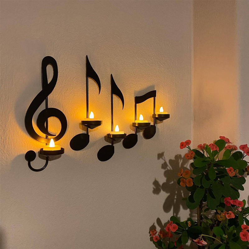 Black Music Note Wall Light Bowlift