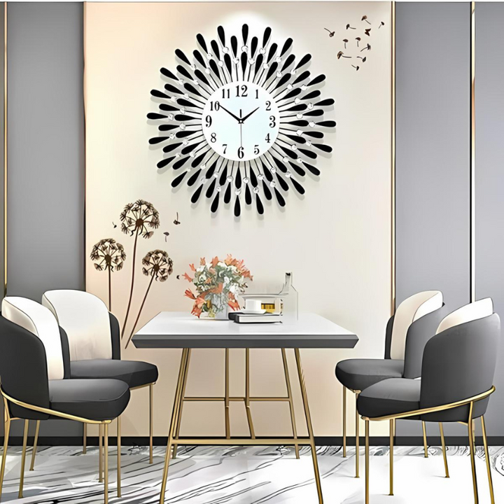 Large Metal Wall Clock with Gold or Silver Finish