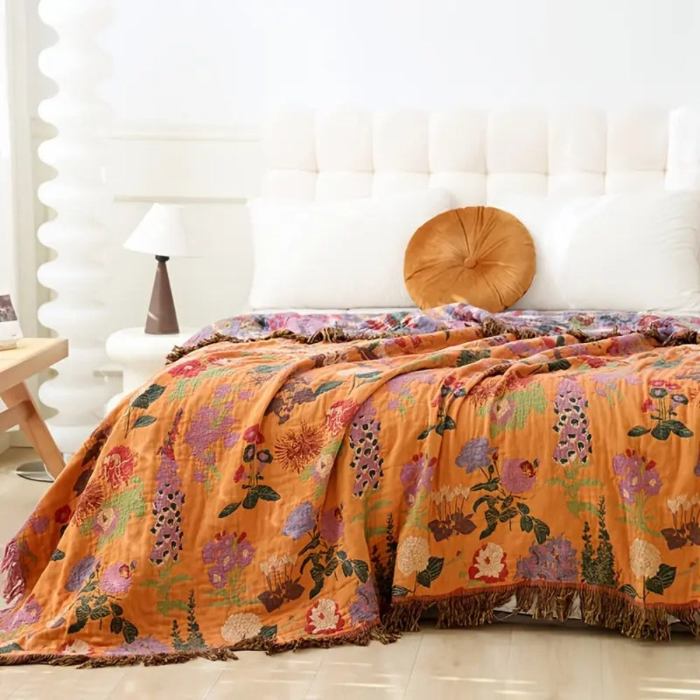 BowLift | Botanic Floral Cotton Tassel Blanket