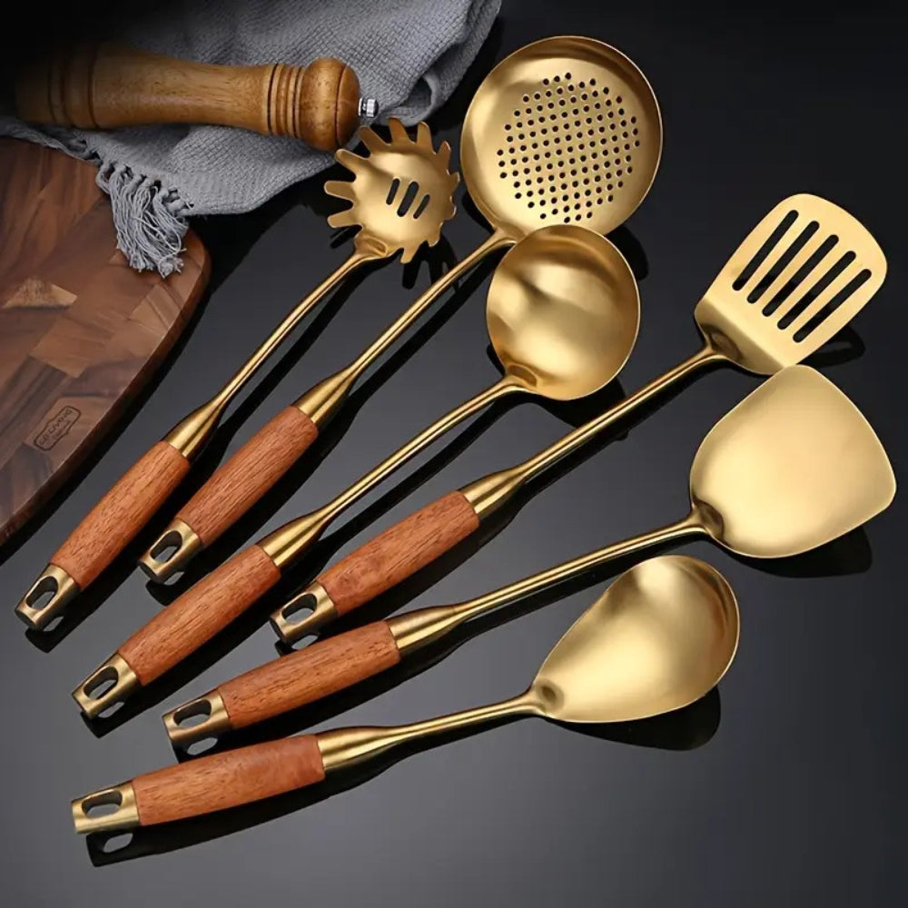 BowLift | Chef’s Choice Golden Kitchen Utensils | 6pcs Set