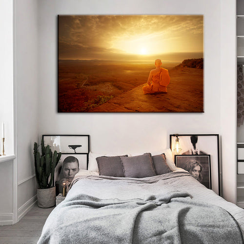 Tranquil Cliffside Sunset  - Canvas Wall Art Painting | Bowlift