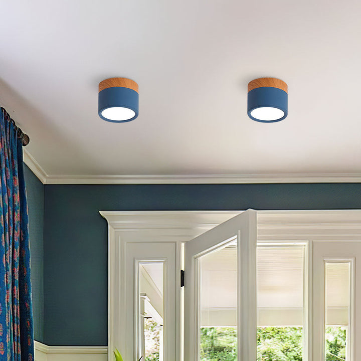 BowLift | Ceiling Light with Pink Flush Wood Finish