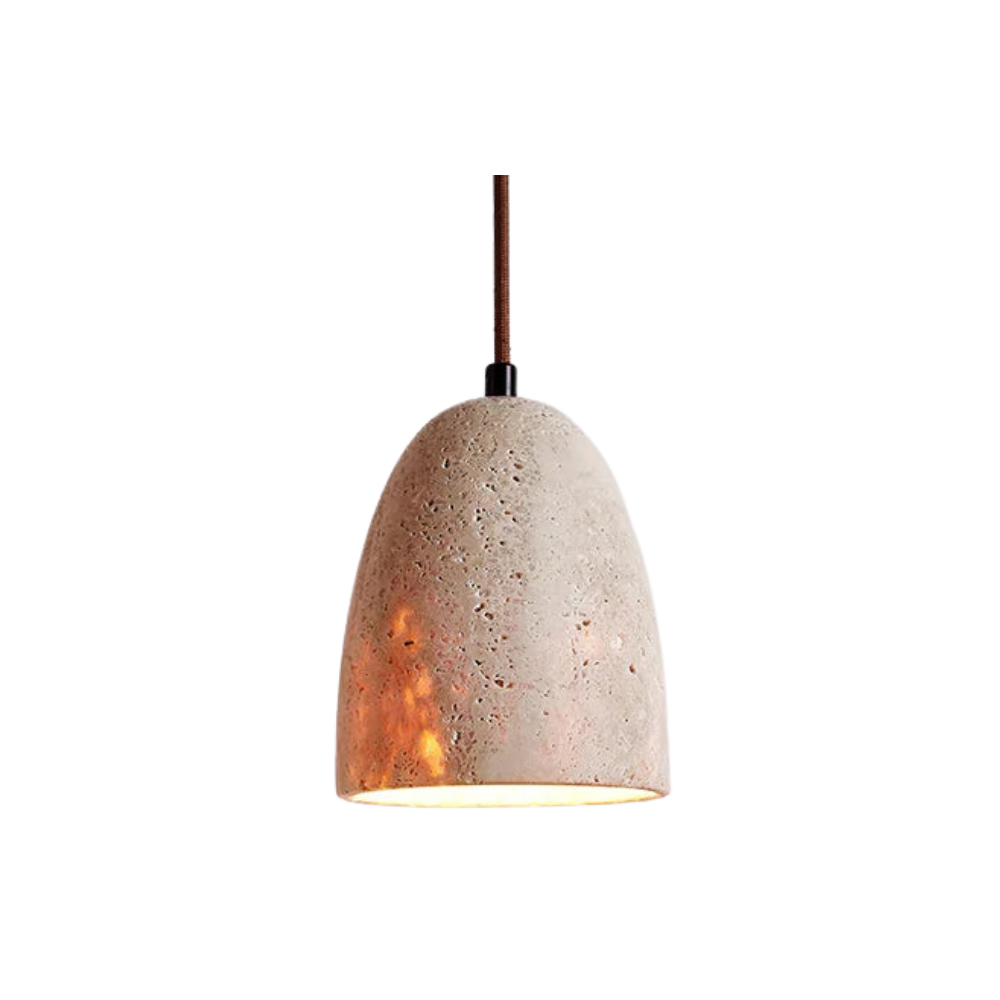 BowLift | TerraLume – Pendant light with natural stone texture and warm glow