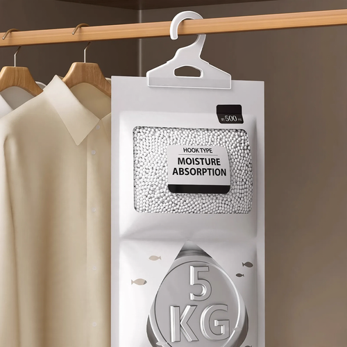 Hanging dehumidifier bag for wardrobes