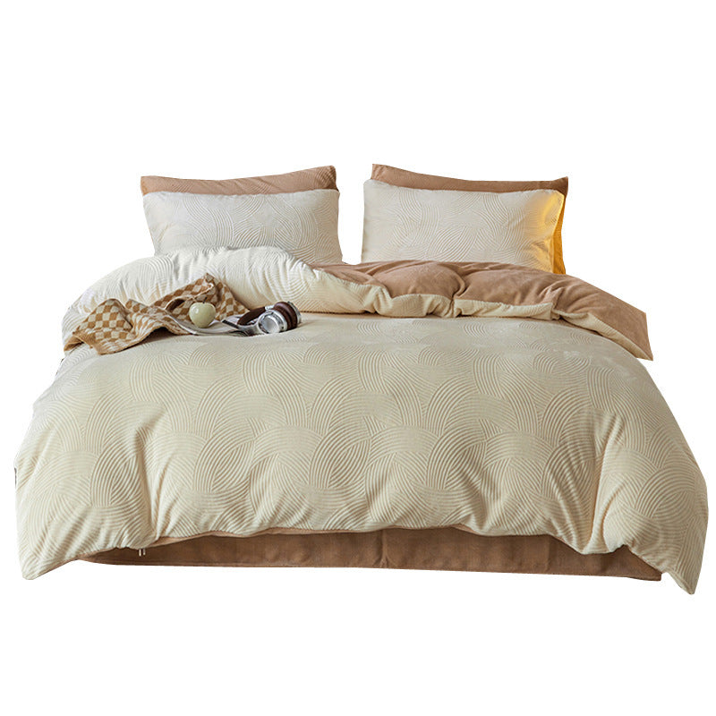 Milk fleece bedding set, modern, solid color