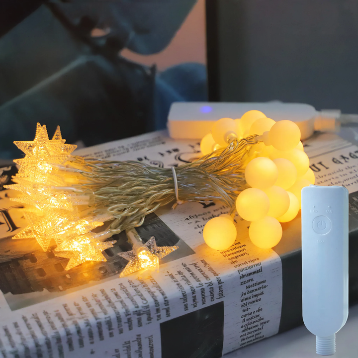 LED string lights with remote control, rechargeable