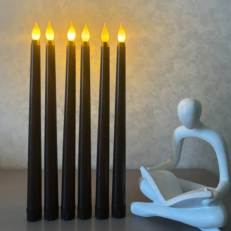LED pillar candle, cylindrical, black