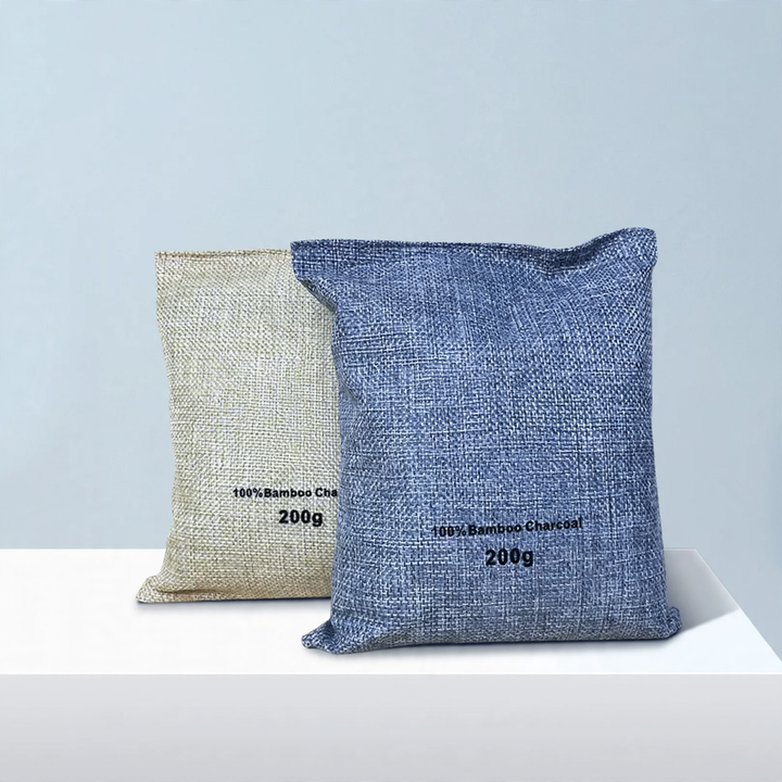 Bamboo charcoal odor absorber in linen bag, 400g