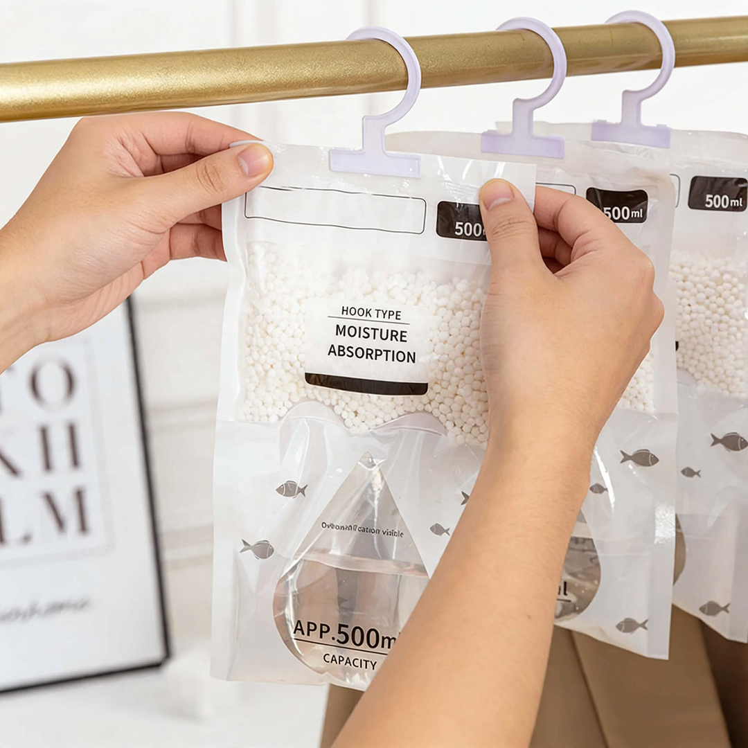 Hanging dehumidifier with calcium chloride