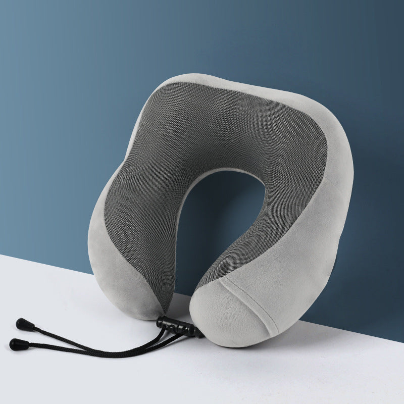 U-shaped neck pillow made of memory foam with storage