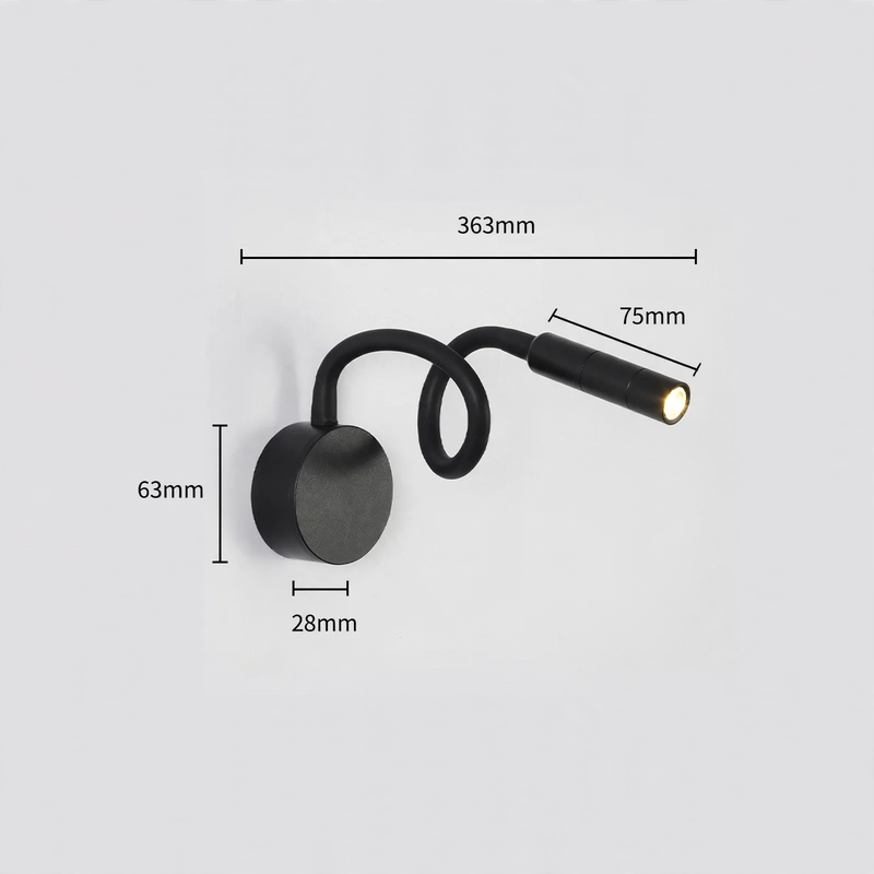 Flexible LED reading lamp for the bedroom
