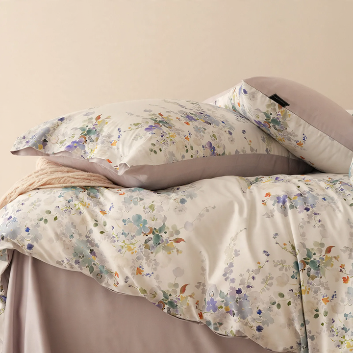 Fleece bedding set, 4-piece, autumn/winter, floral pattern
