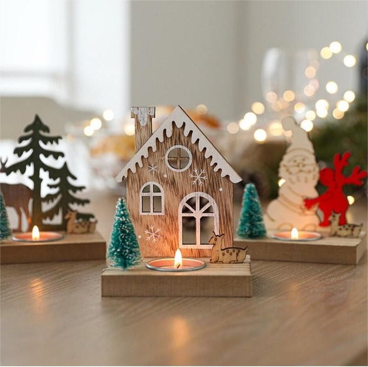 Decorative wooden candle holder in Scandinavian style