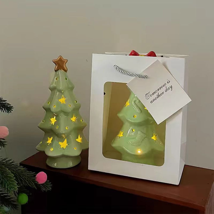 Christmas tree night light made of ceramic
