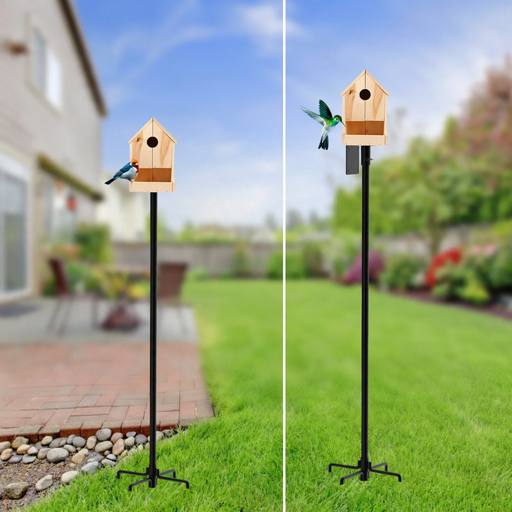 Geometric birdhouse made of metal