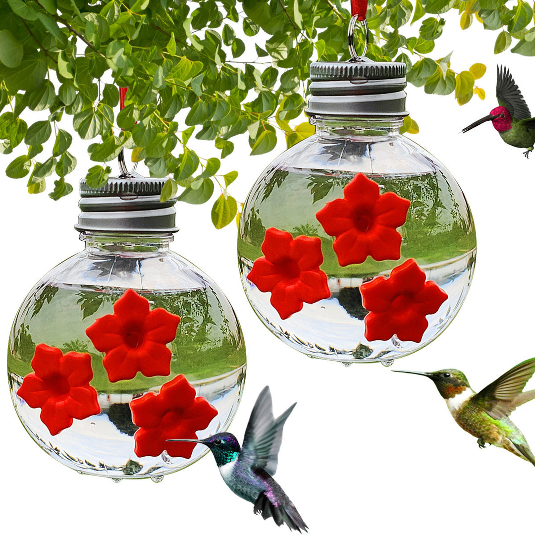 Hanging birdbath with floral design