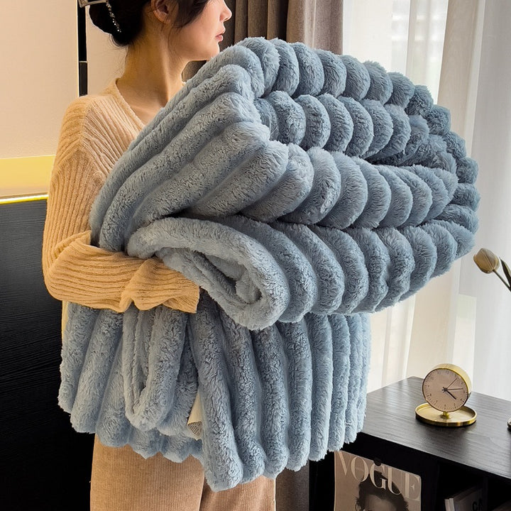 Rabbit Fur Fleece Wool Blanket, Polyester, 300–500 g