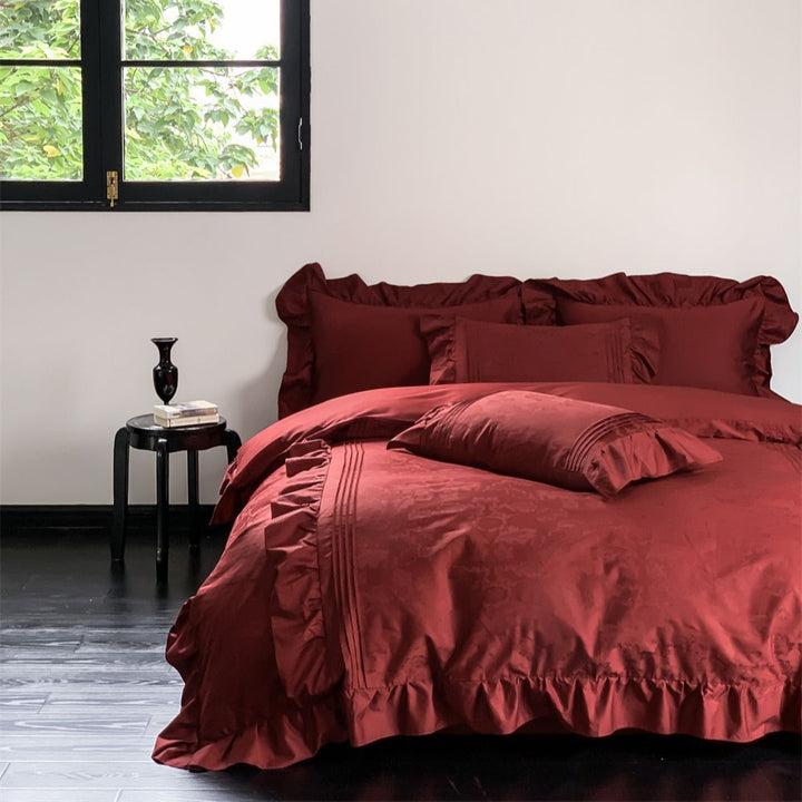 Satin bedding set made from long-staple cotton, geometric