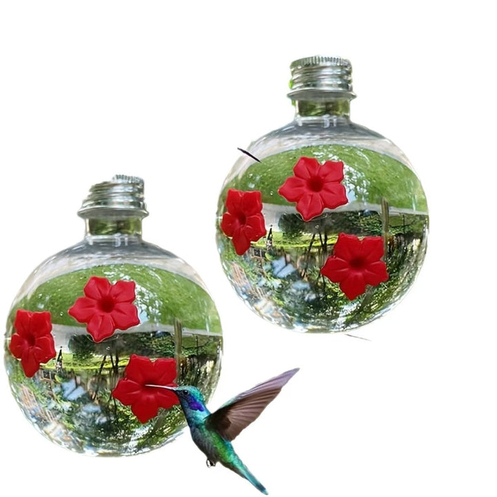 Hanging birdbath with floral design
