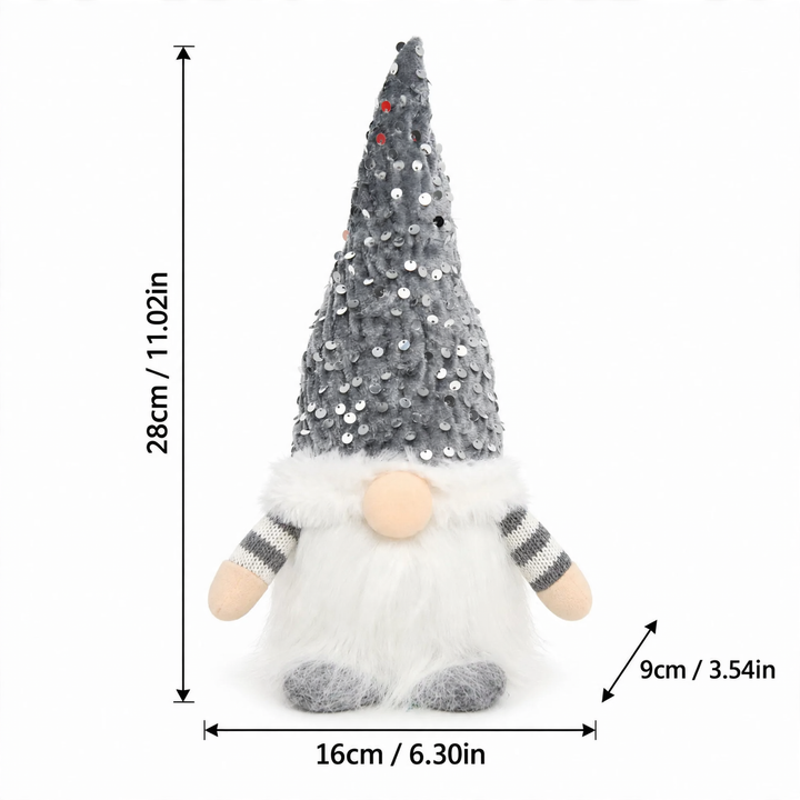 Lighted Christmas elf figure with sequin hat